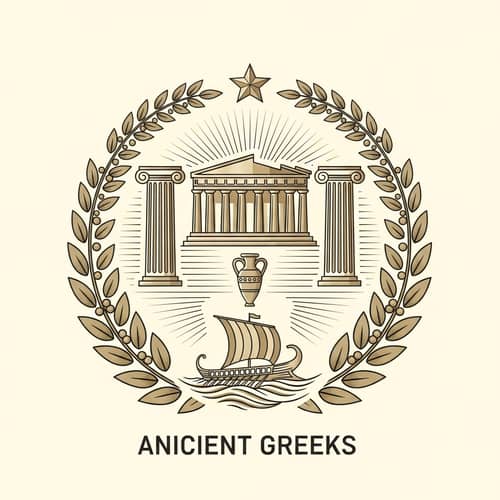 Ancient Greeks Emblem - Classic Design with Laurel Wreaths & Gold Hues