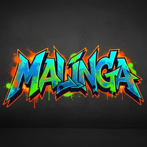 MALINGA Name Logo: Graffiti-Inspired Lettering with Urban Energy