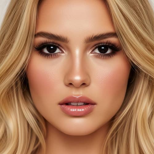 Stunning Women with Long Blonde Hair and Captivating Black Eyes