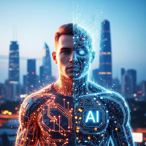 Transhumanism and Artificial Intelligence Fusion Art