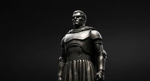 Stoic Statue Against Dark Background