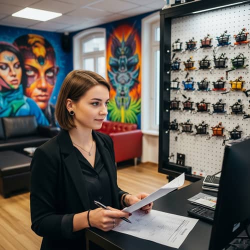 Young Slovenian Girl Administrator in Tattoo Studio