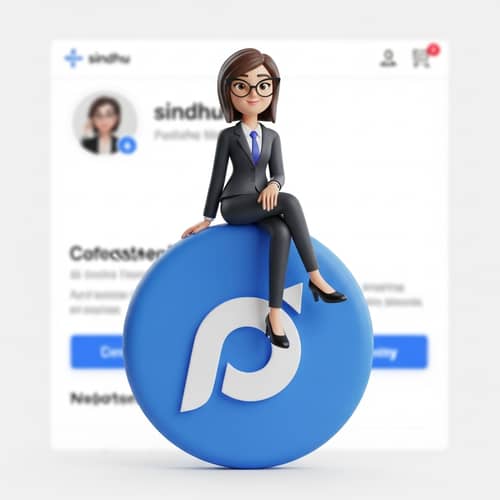 3D Animated Female Character on LinkedIn Logo