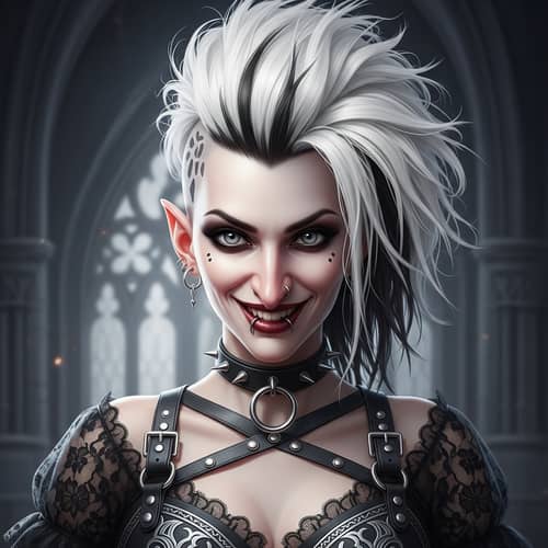 Fantasy Gothic Woman with Striking White Hair