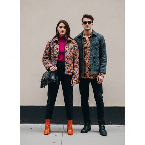 Stylish Italian Couple in Tribeca: Fashionable & Colorful