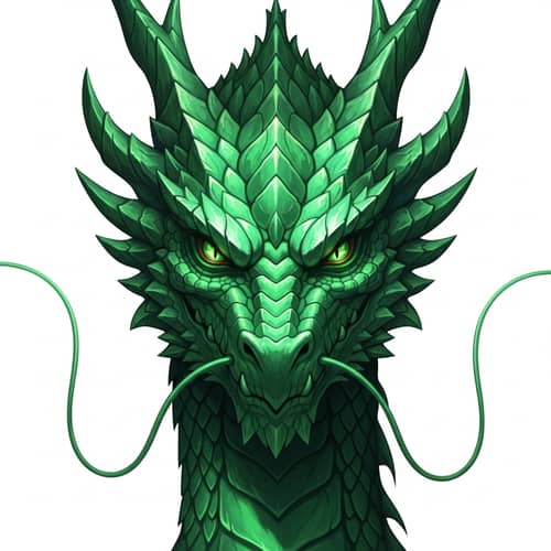 Majestic Emerald Dragon Head - Mythical Beauty & Grandeur