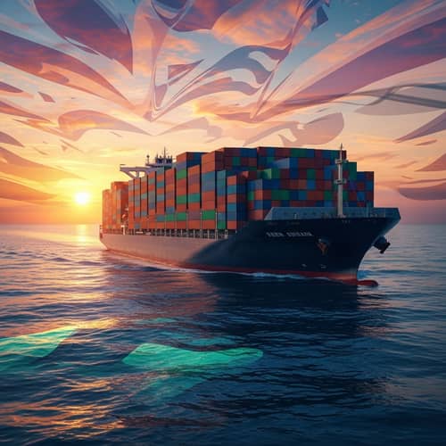 Abstract Container Ship at Sea