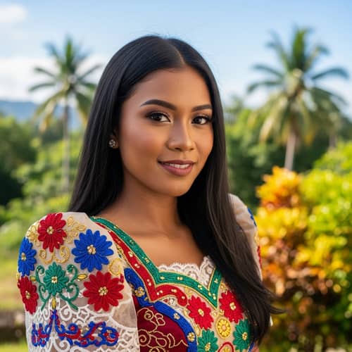 Filipina Woman Portrait in Traditional Dress