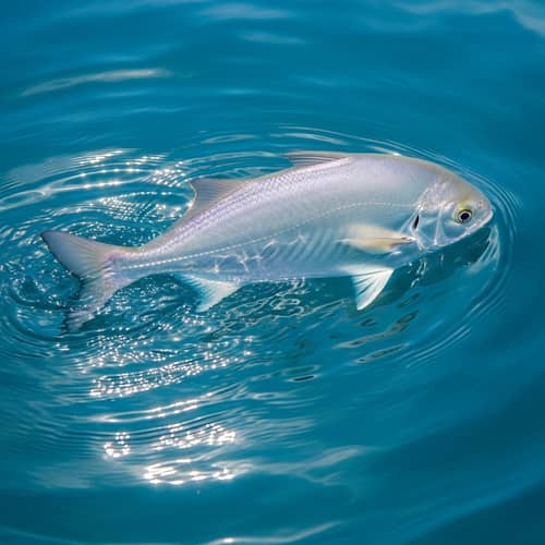 Graceful Silvery Fish Swimming in Deep Blue Waters