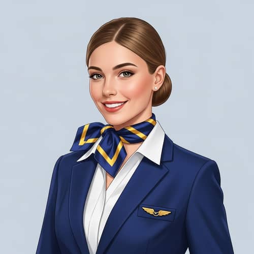 Detailed Portrait of Young Caucasian Flight Attendant