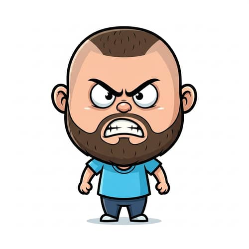Small Boy with Round Face and Beard - Unique Illustration