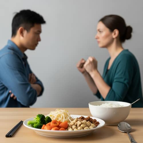 Simple Meal Argument Illustration - Contrasting Emotions