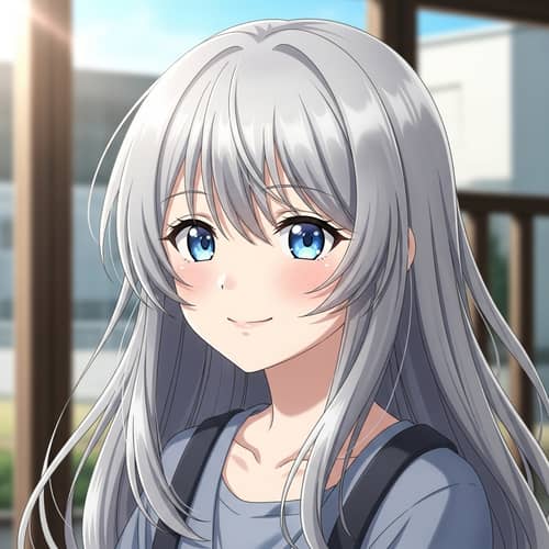 Beautiful 12-Year-Old Girl with Long Silver Hair
