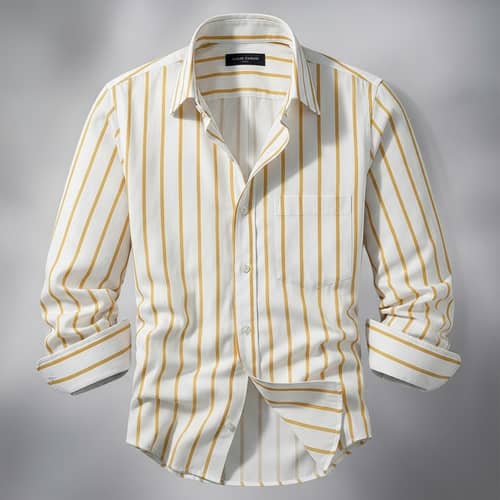 White Shirt with Yellow Stripes - Stylish and Chic