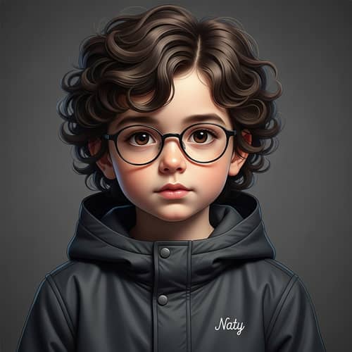 Cute Caucasian Boy with Dark Brown Eyes and Curly Hair