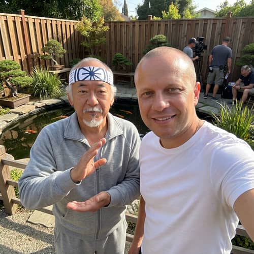 Selfie with Mr. Miyagi at The Karate Kid Set