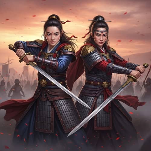 Epic Battle Scene of Chinese and Eurasian Female Warriors