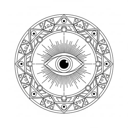 Original Geometric Mandala Design with Eye Center