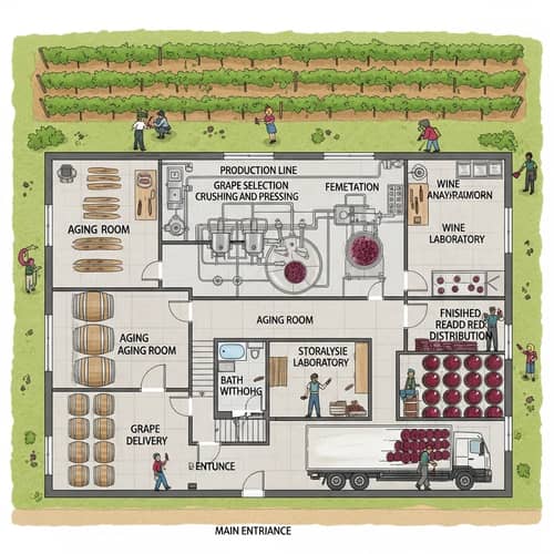 Red Wine Factory Floor Plan | Production, Aging & Analysis Spaces