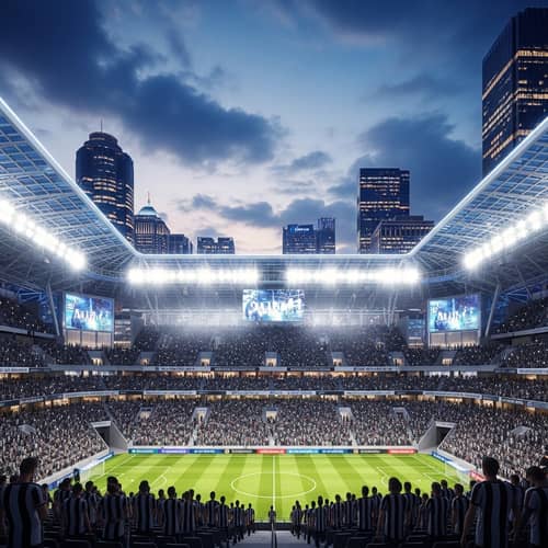 Modern Soccer Stadium Design in Urban Environment | Virtual Spectators