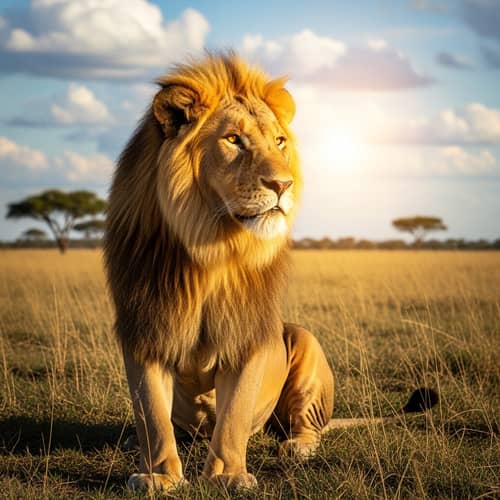 Majestic Lion in African Savannah - Captivating Image
