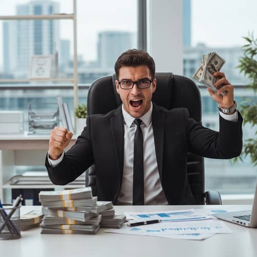 Ambitious Male Entrepreneur in Modern Office Setting