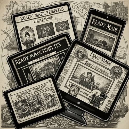 Vintage-Style Black and White Website Templates Artwork