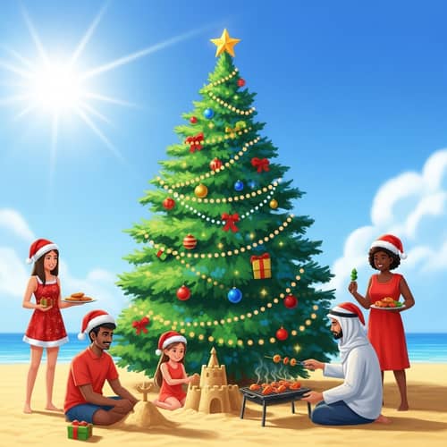 Summer Christmas Celebrations: Beach Tree & Festive Fun