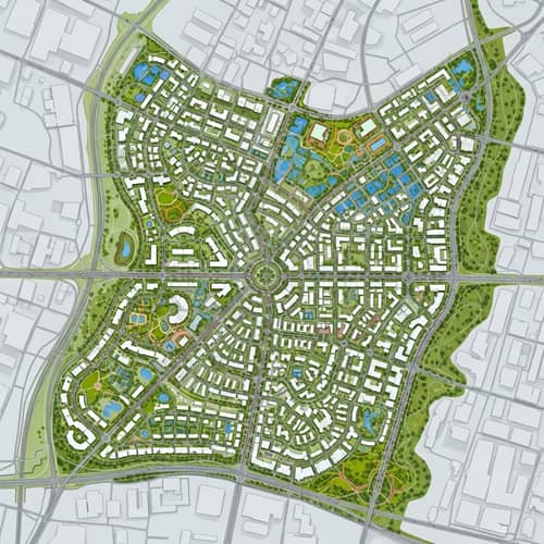 Sprawling Urban City Master Plan: Sustainable & Cosmopolitan Vision