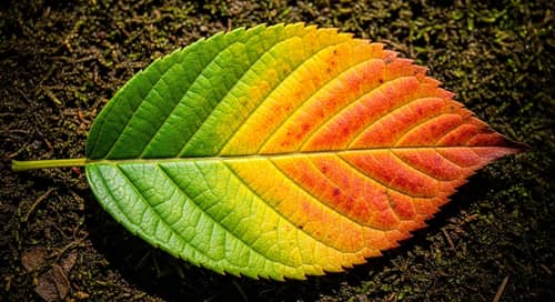 Detailed Vibrant Leaf Closeup | Enriched Veins & Warm Colors
