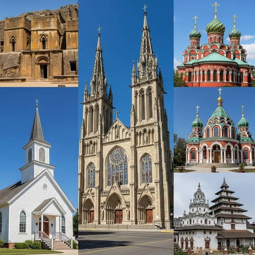 Traditional Churches Around the World - Gothic, American, Ethiopian, Russian, South Asian