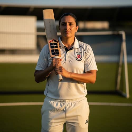 Athletic Leader in White Cricket Uniform Holding Bat