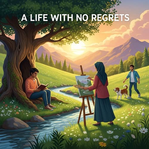 A Life with No Regrets - Tranquil Sunset Landscape