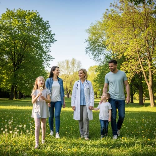 Family Walks in Park with Doctor & Dandelion Fun