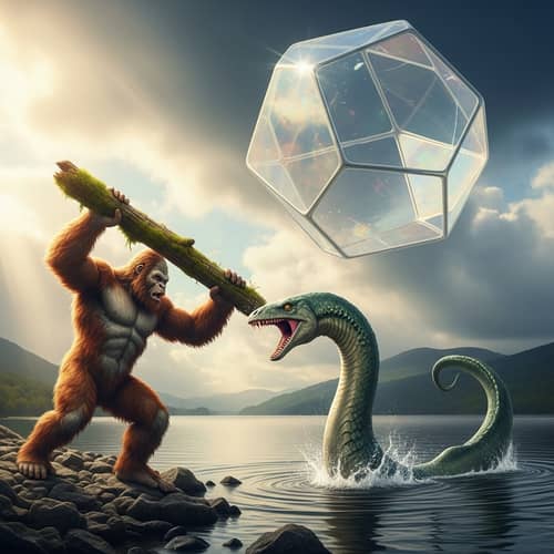Bigfoot vs Loch Ness Monster Battle: Surreal Encounter