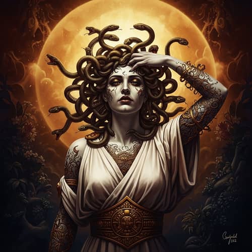 Medusa Transformation: Vibrant Digital Illustration Inspired by Mythology
