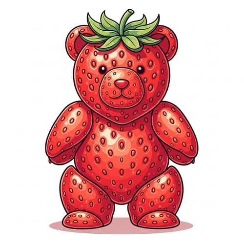 Strawberry Bear Animation Style - Vibrant & Playful Artwork