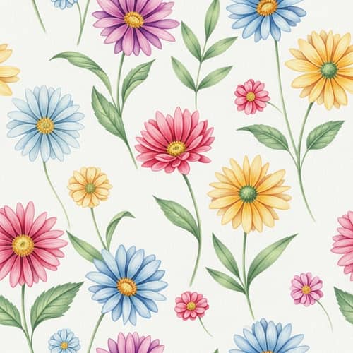 Floral Pattern Design with Colored Pencils for a Light Atmosphere