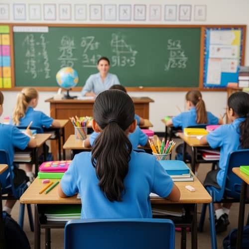 Diverse Classroom Scene with Engaged Students at School