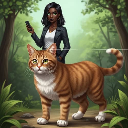 Magical Fusion of Human and Cat | Stunning Green-Eyed Black Woman