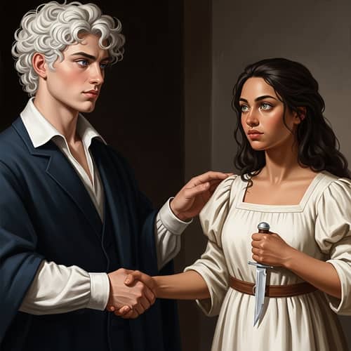 Renaissance Painting: Suspenseful Encounter Unveiled