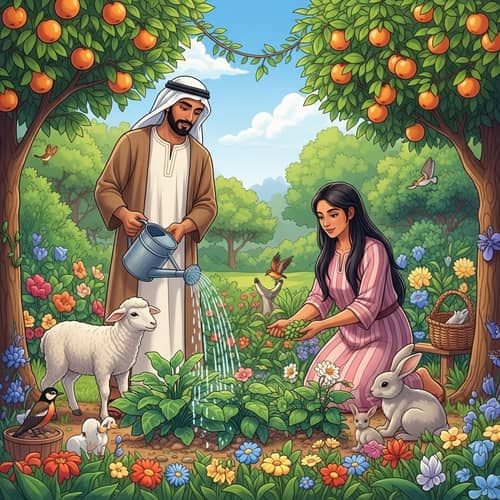 Adam and Eve Garden: Symbolic Depiction of Biblical Figures
