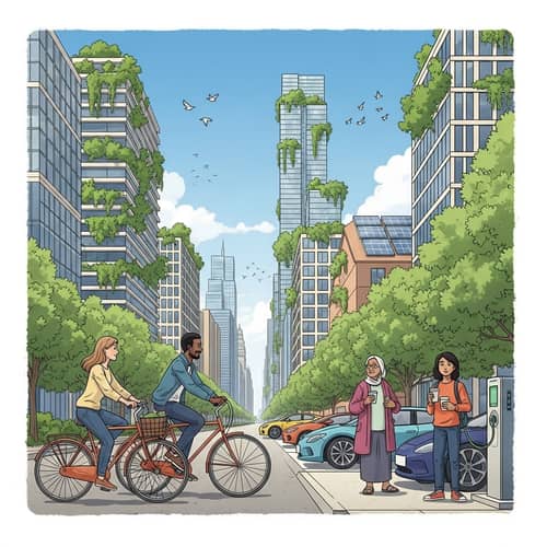Sustainable Urban Living - Diverse Community Embraces Green Future