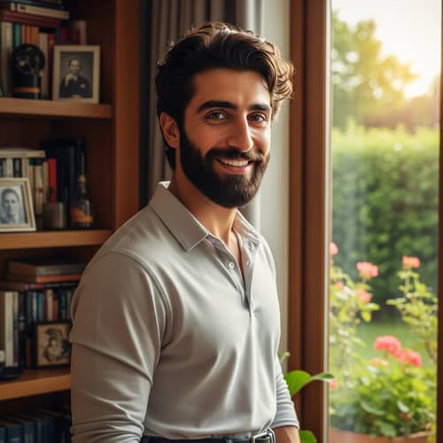 Meet Faisal: Warm Smile Middle Eastern Man Portrait | Outdoor View