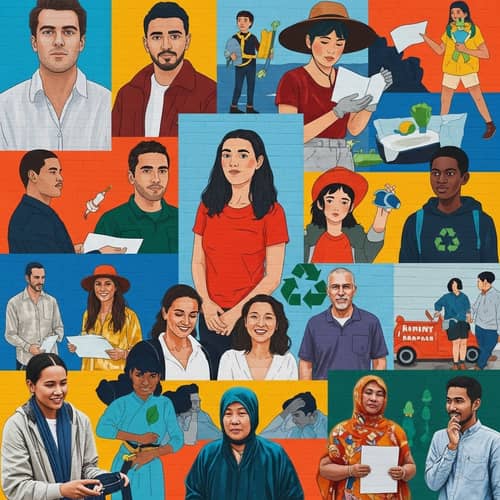 Vibrant Collage of Diverse People Engaging in Sustainable Activities
