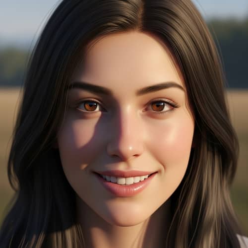 Realistic Photo of Brunette Girl with Brown Eyes