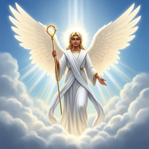 Celestial Angel in Resplendent White, Power and Compassion
