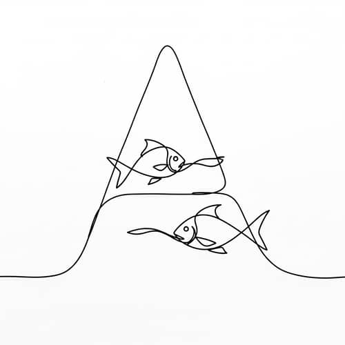 Unique Art: Fish Shaped 'A' Line Drawing