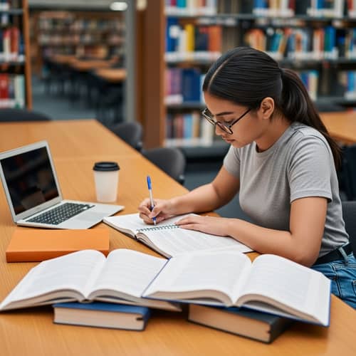 18-Year-Old Student in the Library