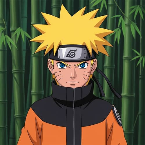 Naruto-Inspired Character Portrait in 1980s Cartoon Style